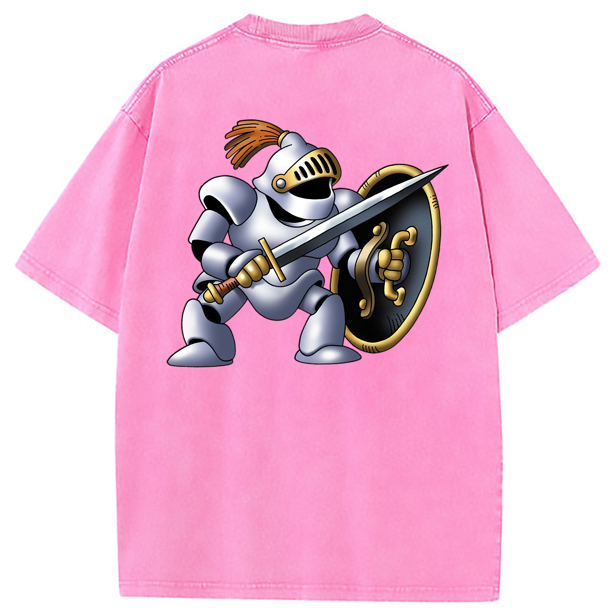 （画像用） ドラゴンクエスト Doragon Kuesuto Dragon Quest 綿100% ヴィンテージ風 半袖Tシャツ（背面プリント）